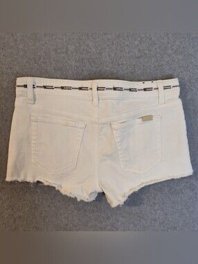 Joe's Jeans White Frayed Hem Low-Rise Denim Shorts Beaded Waistband